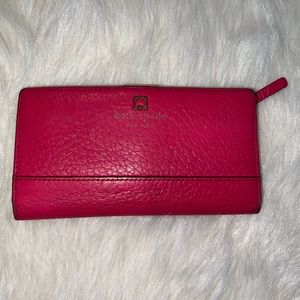 Kate Spade Pink Pebbled Leather Folded Wallet